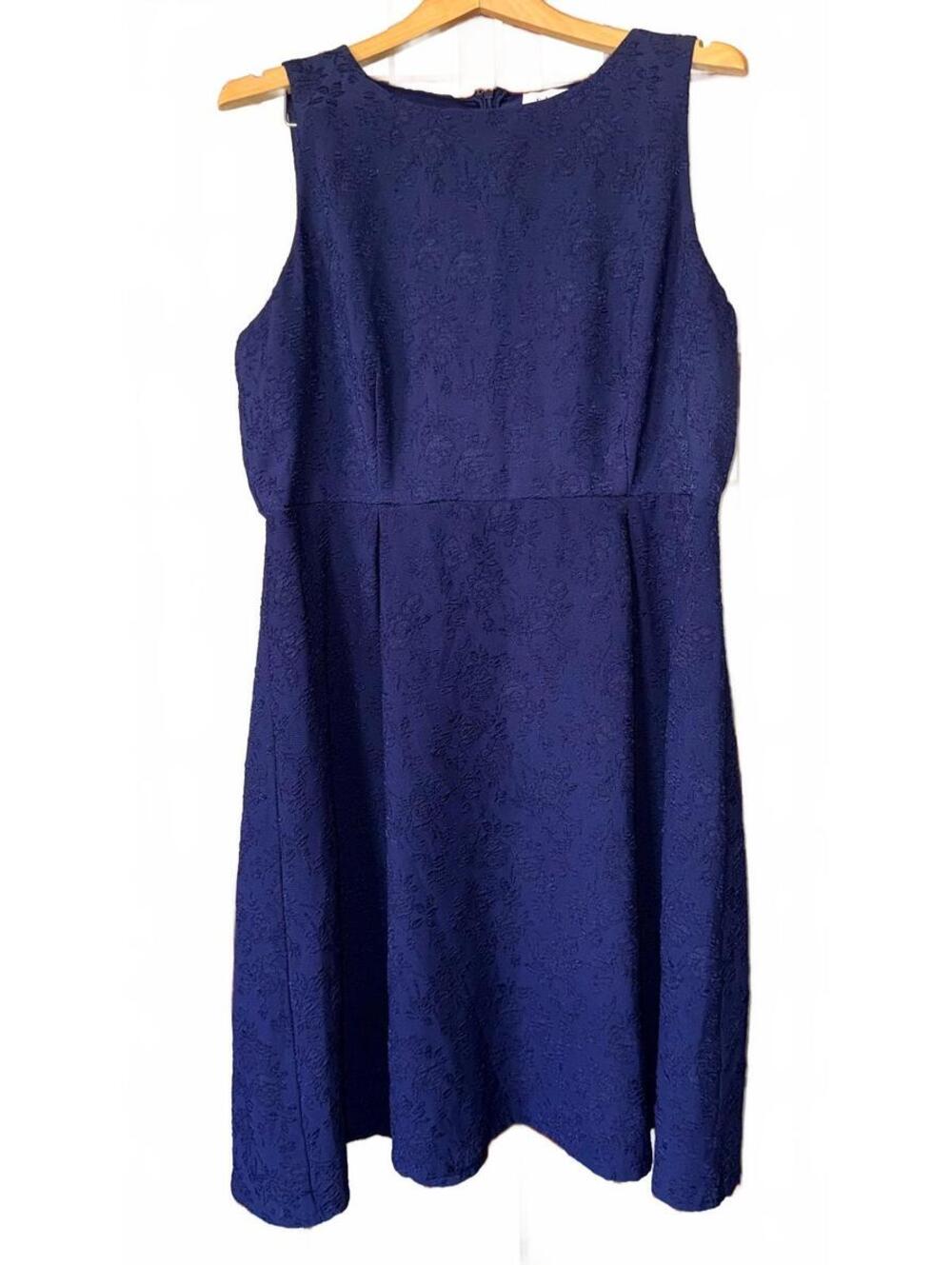 ELLE XXL Navy Blue Floral Jacquard Fit & Flare Dress